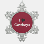 Ik hou van Cowboys Tin Sneeuwvlok Ornament (Voorkant)