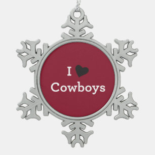 Ik hou van Cowboys Tin Sneeuwvlok Ornament
