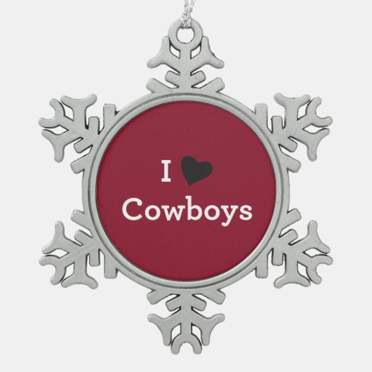 Ik hou van Cowboys Tin Sneeuwvlok Ornament (Voorkant)
