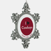Ik hou van Cowboys Tin Sneeuwvlok Ornament (Links)