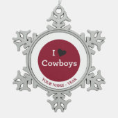Ik hou van Cowboys Tin Sneeuwvlok Ornament (Voorkant)