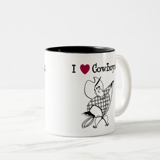 Ik hou van Cowboys Tweekleurige Koffiemok (Voorkant rechts)