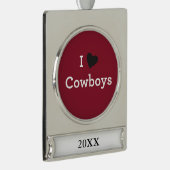 Ik hou van Cowboys Verzilverd Banner Ornament (Rechts)