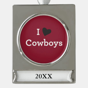 Ik hou van Cowboys Verzilverd Banner Ornament
