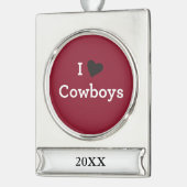 Ik hou van Cowboys Verzilverd Banner Ornament (Links)