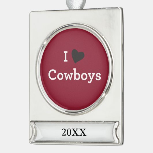 Ik hou van Cowboys Verzilverd Banner Ornament (Links)