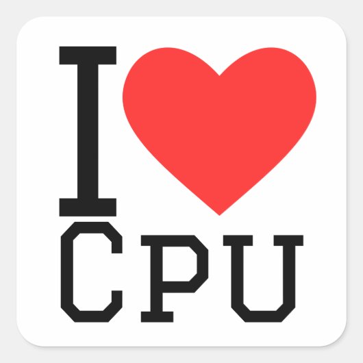 Ik hou van cpu vierkante sticker (Voorkant)