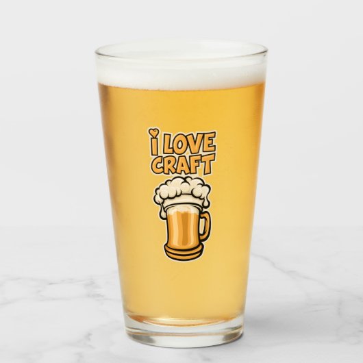 Ik hou van Craft Beer Glas (Voorkant gevuld)