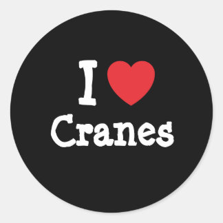 Ik hou van Cranes hart op maat gepersonaliseerd Ronde Sticker