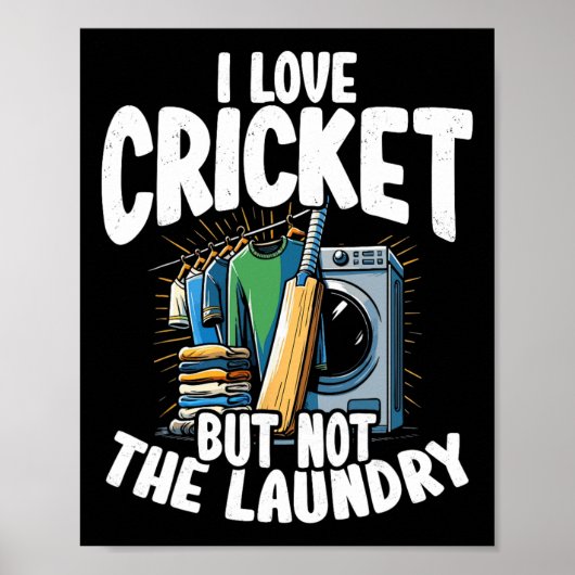 Ik hou van cricket maar niet van het wasgoedontwer poster (Voorkant)