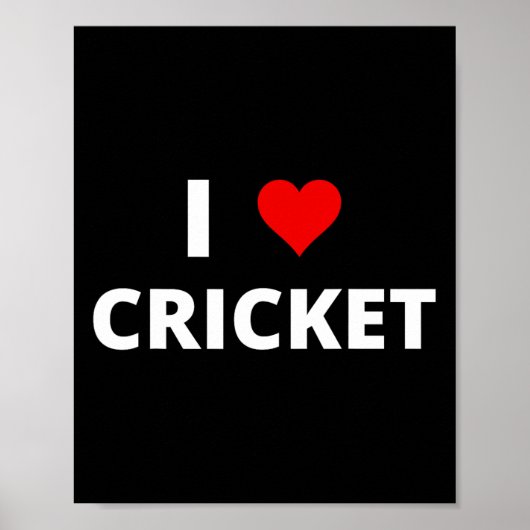Ik hou van cricket (met een rood hart) poster (Voorkant)