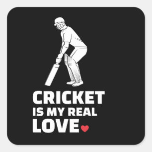 Ik hou van cricket Stylish cricket silhouette des Vierkante Sticker