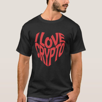 Ik hou van Crypto Retro Heart Typografie T-shirt