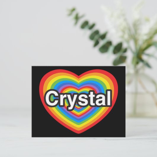 Ik hou van Crystal. Ik hou van je Crystal. Hart Briefkaart (Staand voorkant)