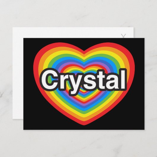 Ik hou van Crystal. Ik hou van je Crystal. Hart Briefkaart (Voorkant / Achterkant)