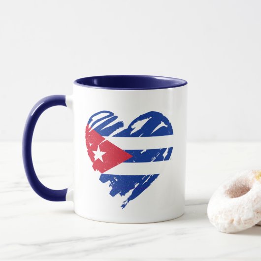 Ik hou van Cuba - Cubaans vlaggenhart Mok (Met donut)