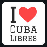 Ik hou van cuba libres vierkante sticker<br><div class="desc">Ik hou van cuba libres,  voor cocktailliefhebbers</div>