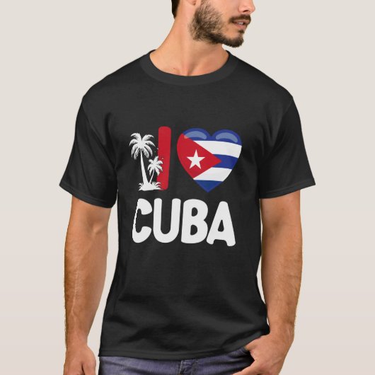 Ik hou van Cubaanse Vlag Hart T-shirt (Voorkant)