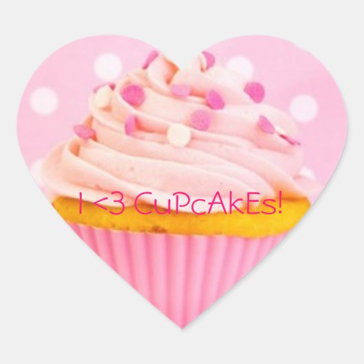 Ik hou van cupcakes hart sticker (Voorkant)