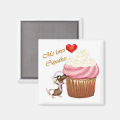 Ik hou van Cupcakes Refkoelkast Magnet (Voorkant / Achterkant)