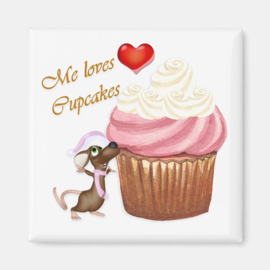 Ik hou van Cupcakes Refkoelkast Magnet (Voorkant)