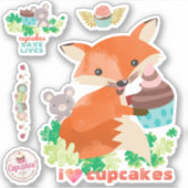 Ik hou van cupcakes schattig muis vos frosting gez sticker (Voorkant)