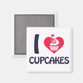 Ik hou van cupcakes T-shirt Magneet (Voorkant / Achterkant)