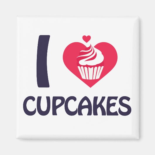 Ik hou van cupcakes T-shirt Magneet (Voorkant)