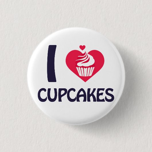 Ik hou van Cupcakes T-Shirt Ronde Button 3,2 Cm (Voorkant)