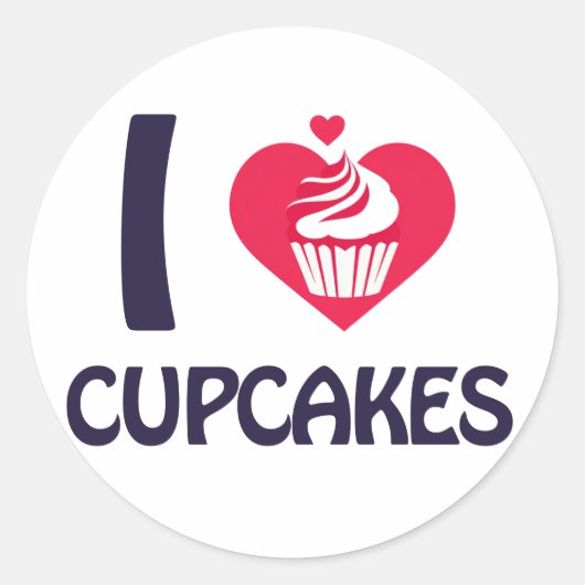 Ik hou van cupcakes T-shirt Ronde Sticker (Voorkant)