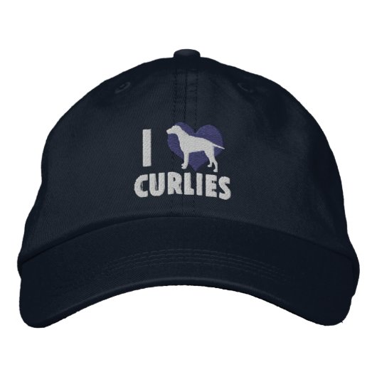 Ik hou van Curlies geborduurd Pet (blauw) (Voorkant)