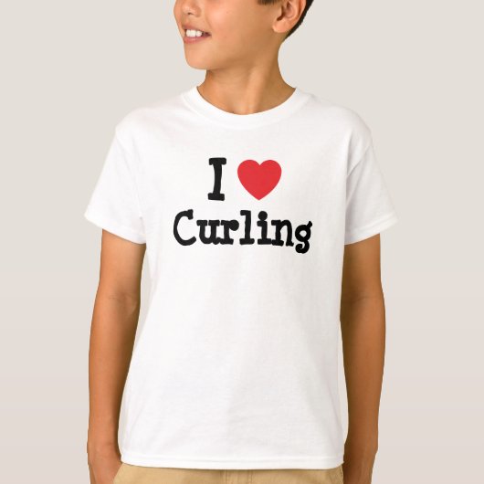 Ik hou van Curling hart aangepast T-shirt (Voorkant)