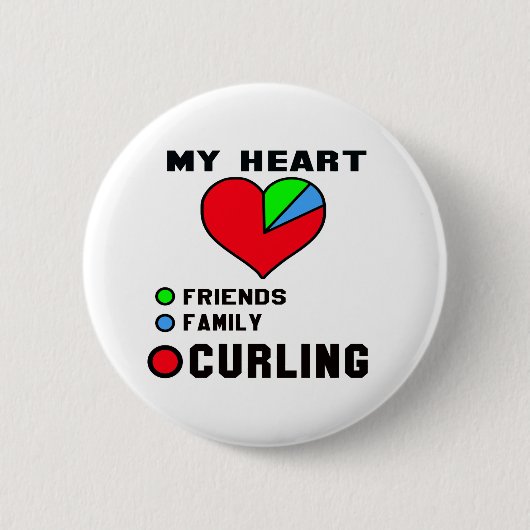Ik hou van Curling. Ronde Button 5,7 Cm (Voorkant)