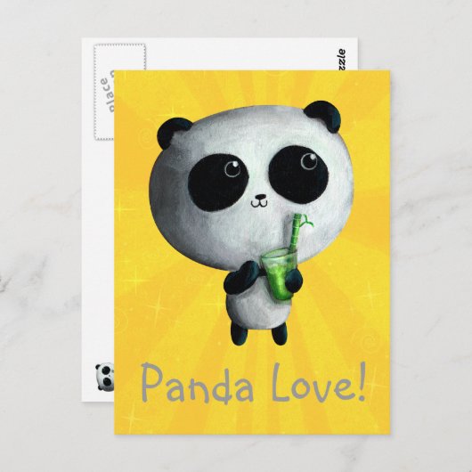 Ik hou van Cute Pandas Briefkaart (Voorkant / Achterkant)