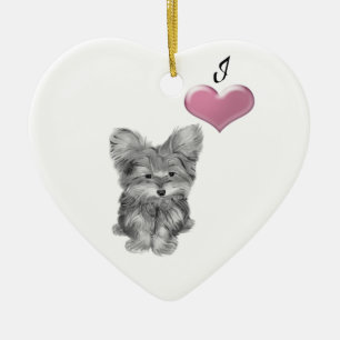Ik hou van Cute Yorkie dog Ornament
