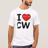 Ik hou van CW Continuous Wave Morse Code T-shirt (Voorkant)