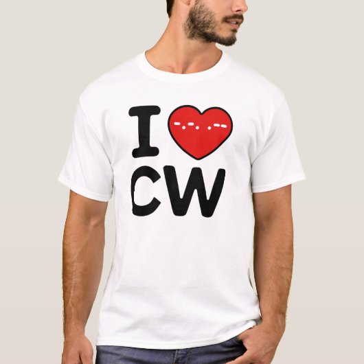 Ik hou van CW Continuous Wave Morse Code T-shirt (Voorkant)