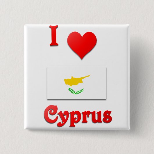 Ik hou van Cyprus Vierkante Button 5,1 Cm (Voorkant)