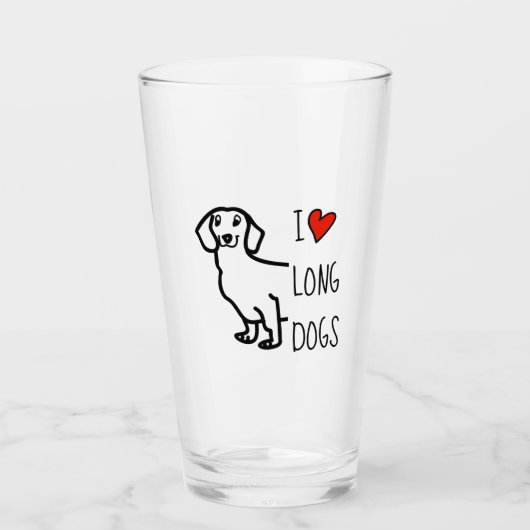 Ik hou van dachshond wiener hond schattig grappig  glas (Voorkant)