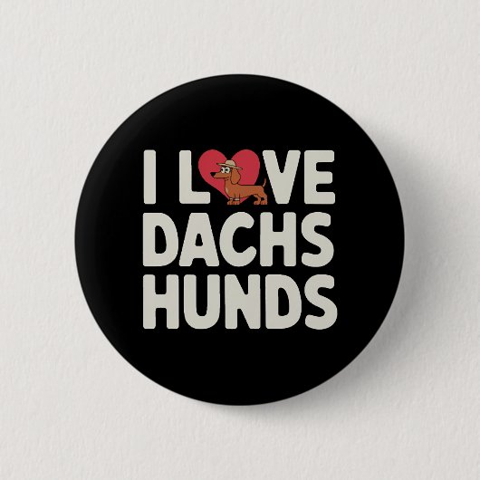 Ik hou van dachshonden leuke cartoon ronde button 5,7 cm (Voorkant)