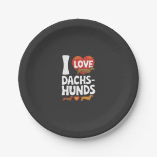 Ik hou van Dachshunds Hartverwarmend ontwerp voor Papieren Bordje