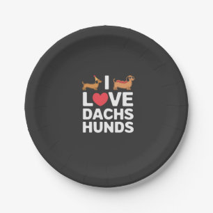 Ik hou van Dachshunds Leuke Illustratie met Cool Papieren Bordje