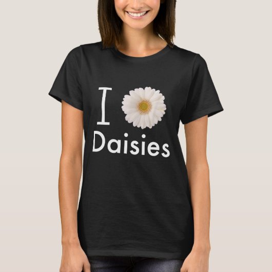 Ik hou van Daisies Gerber Daisy White Flower T-shirt (Voorkant)
