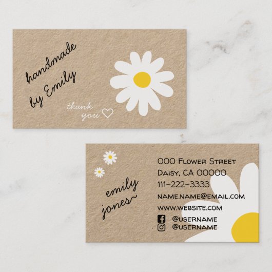 Ik hou van Daisy Handmade by Name met Social Media Visitekaartje (Voorkant / Achterkant)