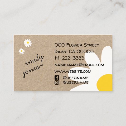 Ik hou van Daisy Handmade by Name met Social Media Visitekaartje (Achterkant)