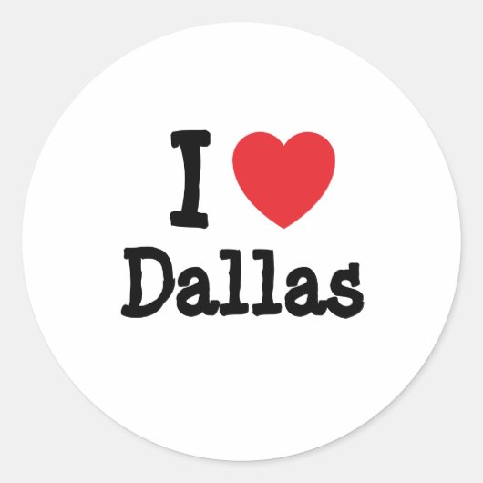 Ik hou van Dallas hart T-Shirt Ronde Sticker (Voorkant)