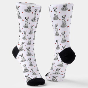 Ik hou van Dalmatiërs (zwart 1) Hartjes Schattig Sokken