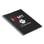 Ik hou van Dalmatische hond aangepaste tekst Notitieboek (Rechterzijde)