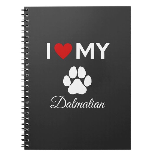 Ik hou van Dalmatische hond aangepaste tekst Notitieboek (Voorkant)
