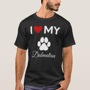 Ik hou van Dalmatische hond aangepaste tekst T-shirt